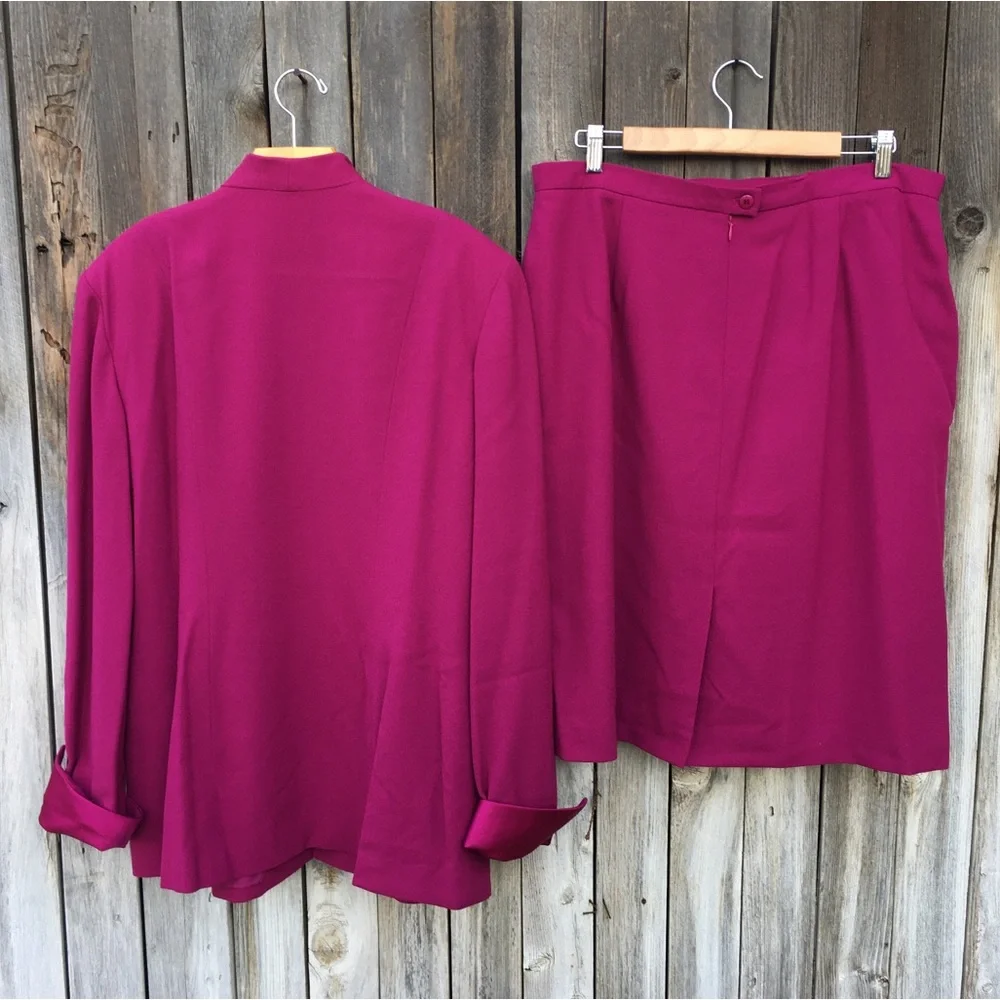 Christian Dior Vintage Jacket Skirt Suit Wool Pink 18